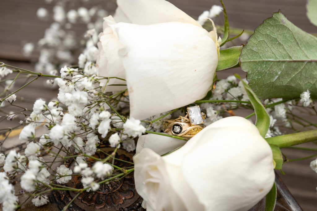 close up of rings with floral blooms